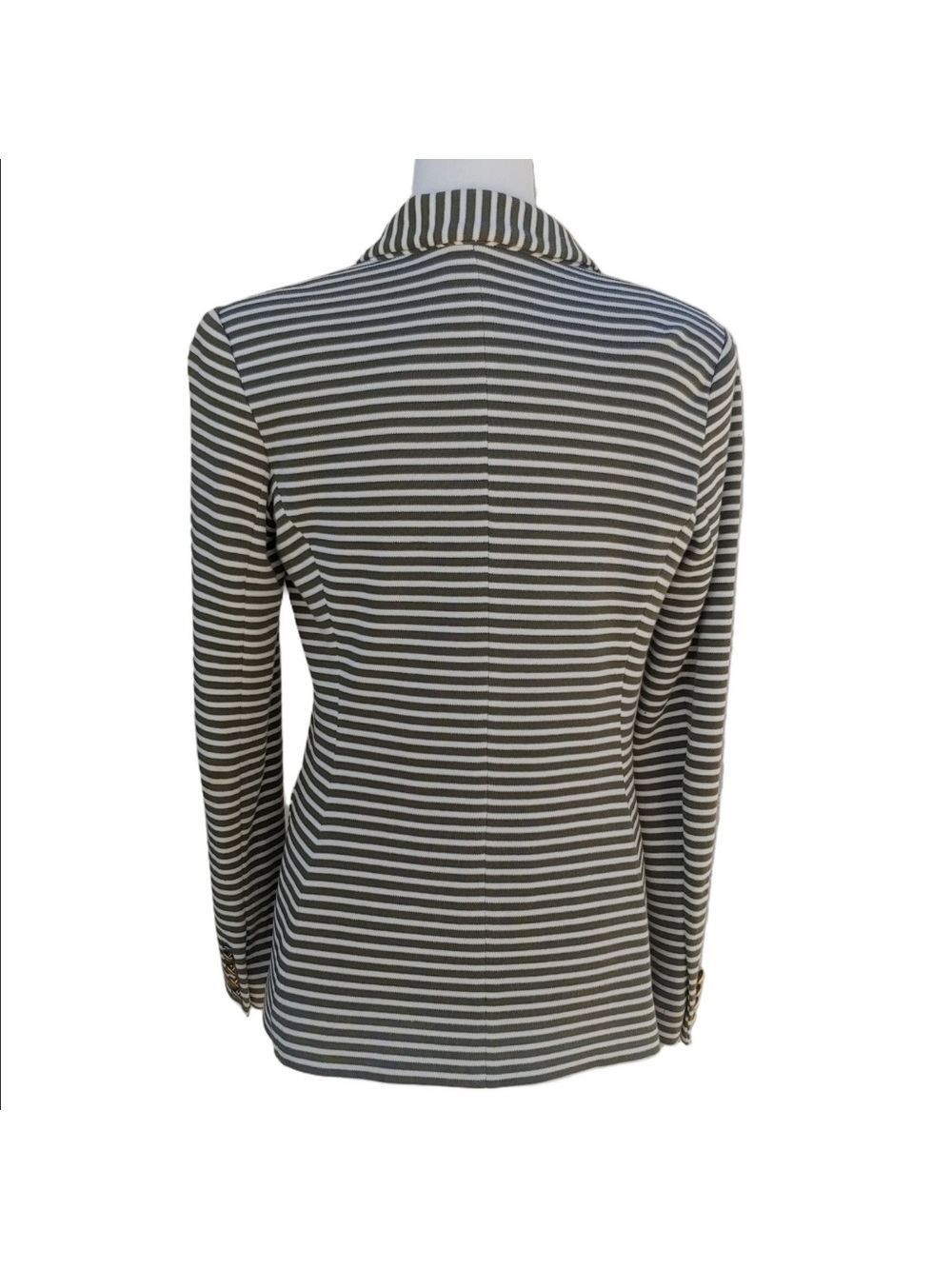 LAUREN Ralph Lauren Olive & Cream Striped Women's Blazer size Medium - Picture 5 of 17